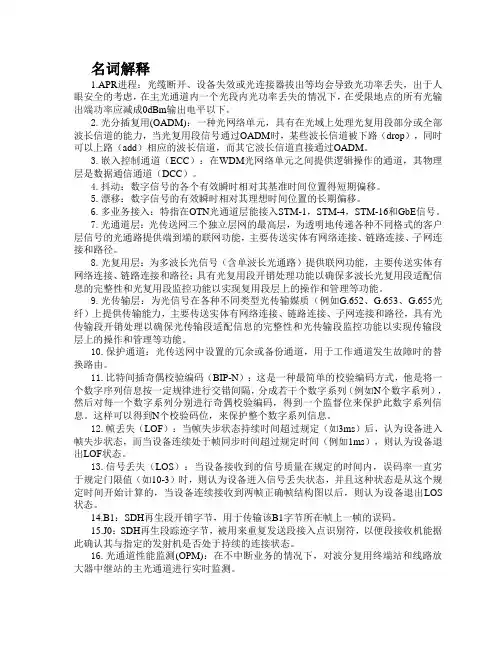 DWDM名词解释