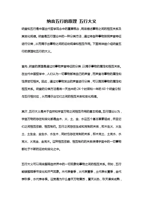 纳音五行的原理 五行大义