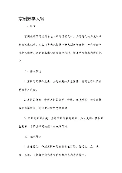 京剧教学大纲