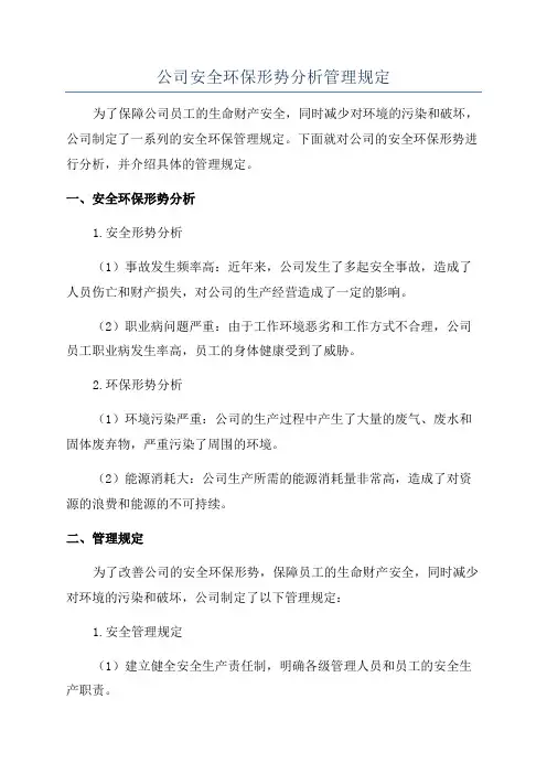 公司安全环保形势分析管理规定