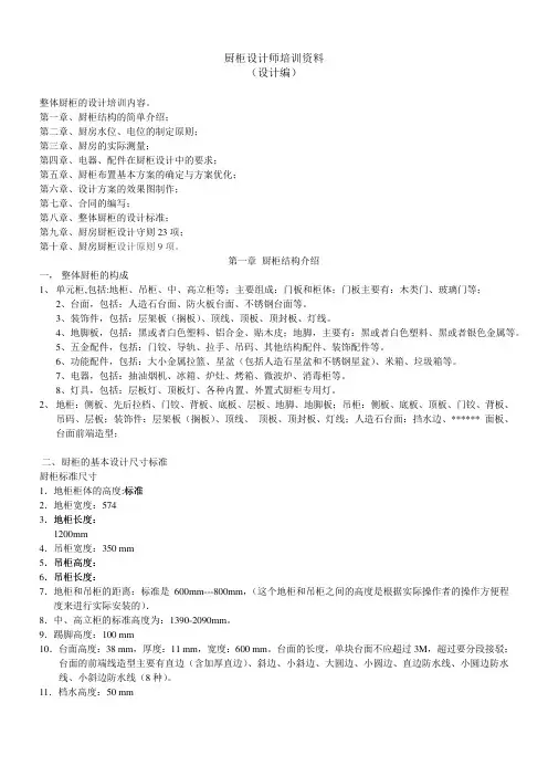 (完整版)橱柜衣柜设计师培训资料