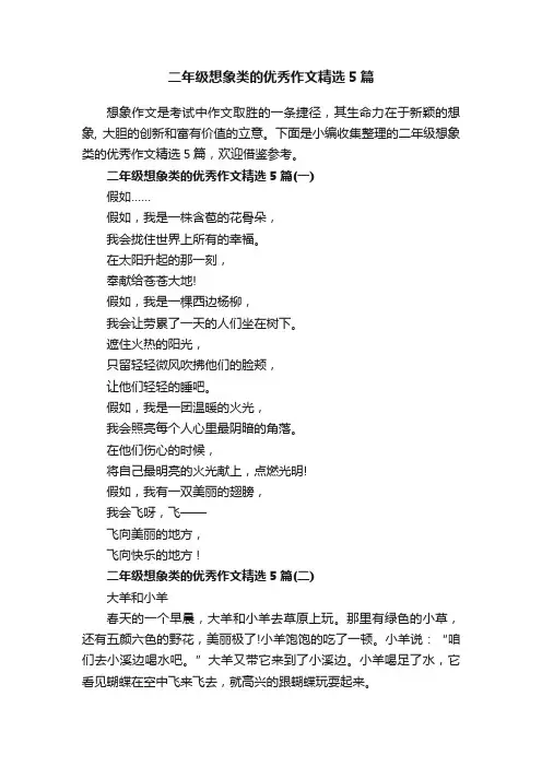 二年级想象类的优秀作文精选5篇
