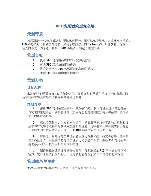RIO鸡尾酒策划案全解