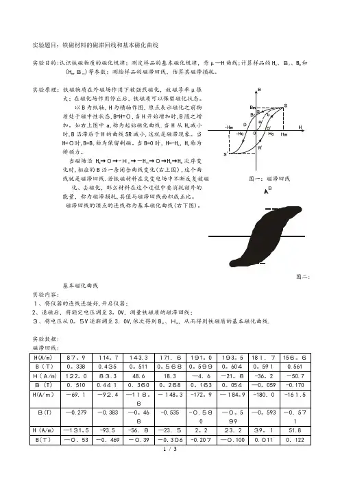 铁磁材料的磁滞回线和基本磁化曲线实验报告