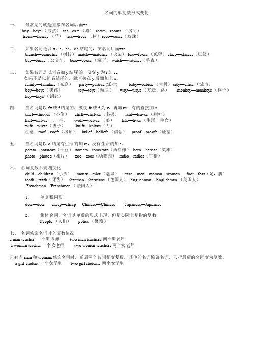 24英语名词单复数变化及练习