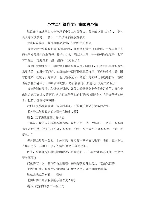 小学二年级作文：我家的小猫