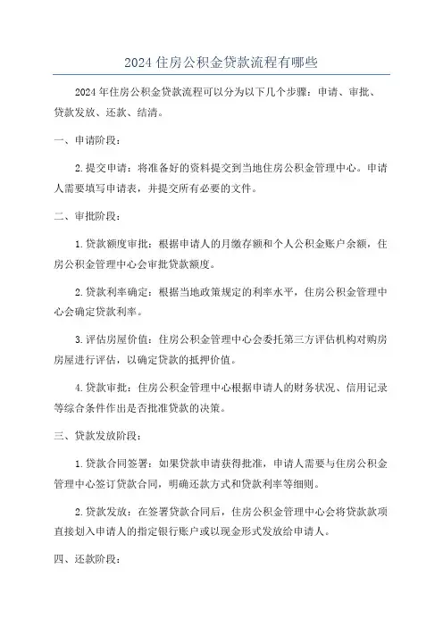 2024住房公积金贷款流程有哪些