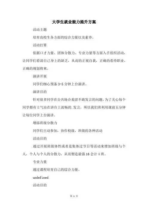 大学生就业能力提升方案