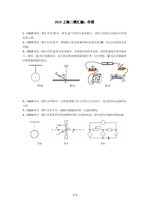 2019年上海二模物理汇编———作图(含答案)