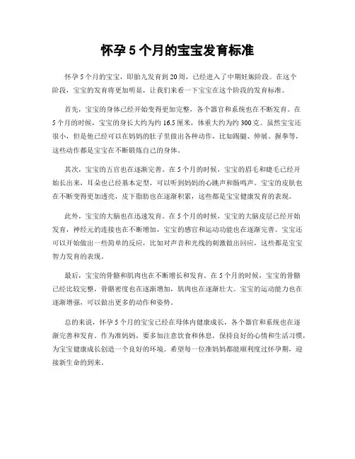 怀孕5个月的宝宝发育标准