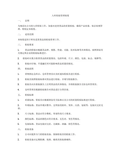 入库检验管理制度