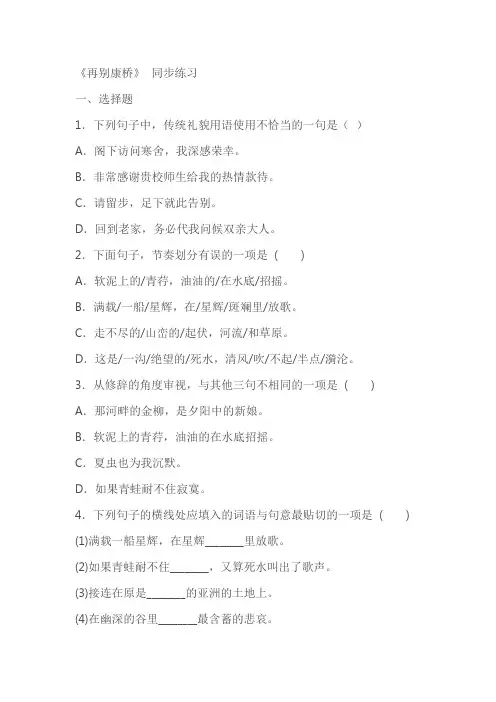 《再别康桥》同步练习(含答案)