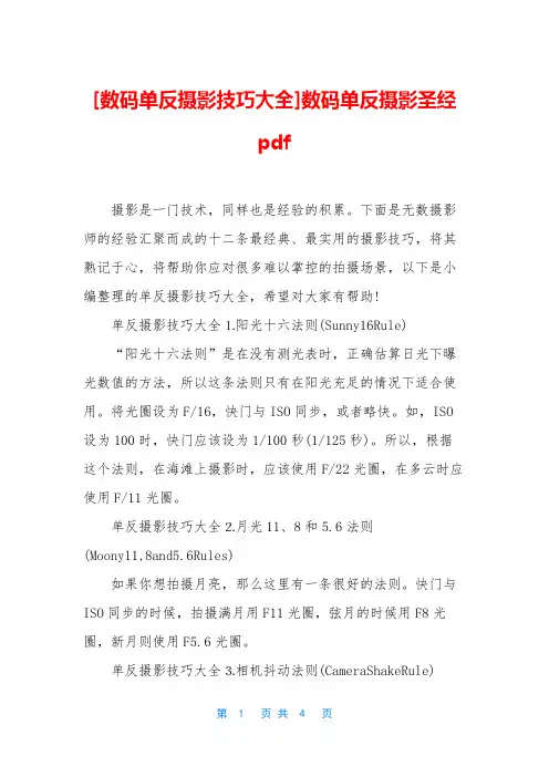 [数码单反摄影技巧大全]数码单反摄影圣经 pdf