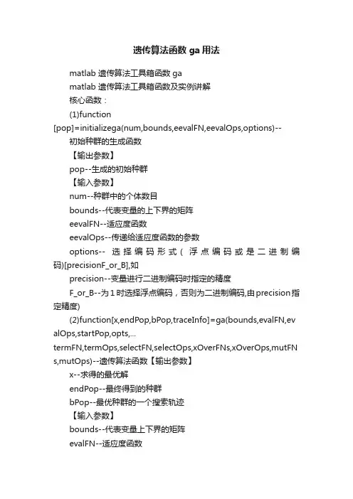 遗传算法函数ga用法