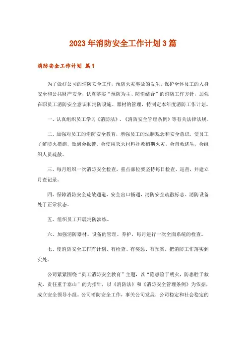 2023年消防安全工作计划3篇_5