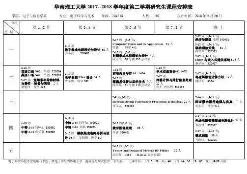 华南理工大学2017--2018学年度第二学期研究生课程安排表