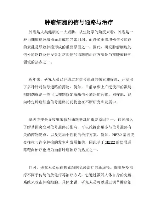 肿瘤细胞的信号通路与治疗