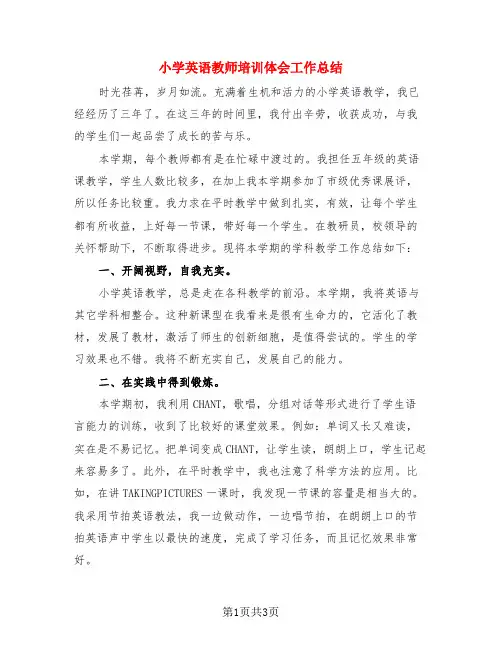 小学英语教师培训体会工作总结(二篇)