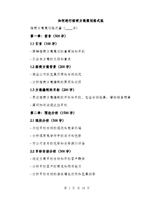 如何进行招商方案策划格式版（五篇）