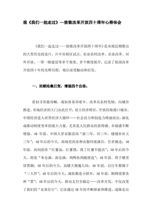 观《我们一起走过》—致敬改革开放四十周年心得体会
