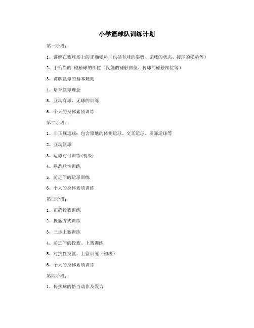 小学篮球队训练计划