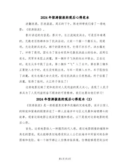 2024年惊涛骇浪的观后心得范本(2篇)