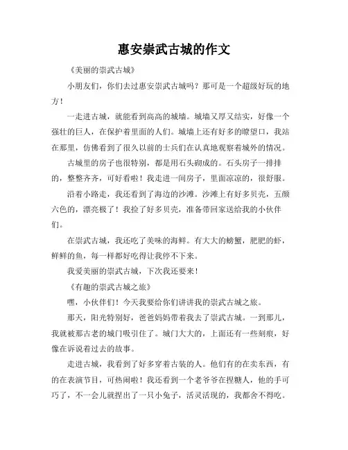 惠安崇武古城的作文
