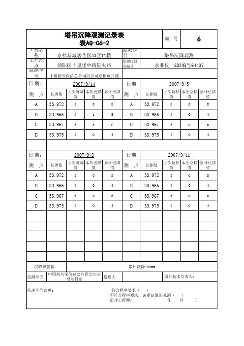 塔吊观测记录表