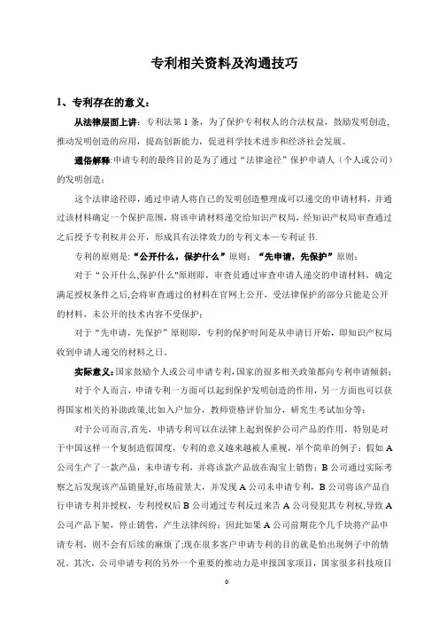 专利相关资料及沟通技巧