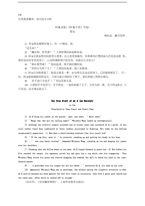 汉英篇章翻译技巧综合分析