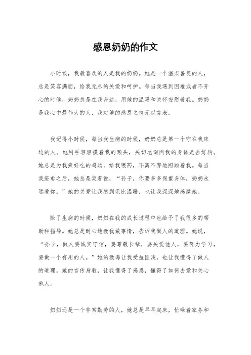 感恩奶奶的作文