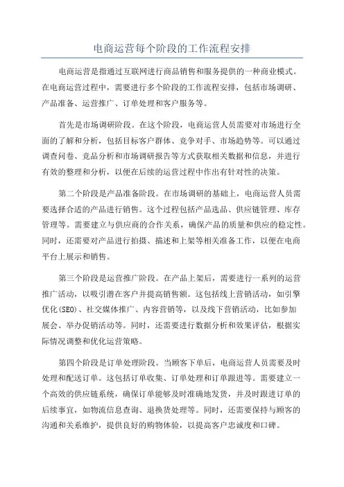 电商运营每个阶段的工作流程安排