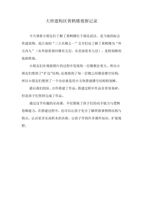 大班建构区黄鹤楼观察记录
