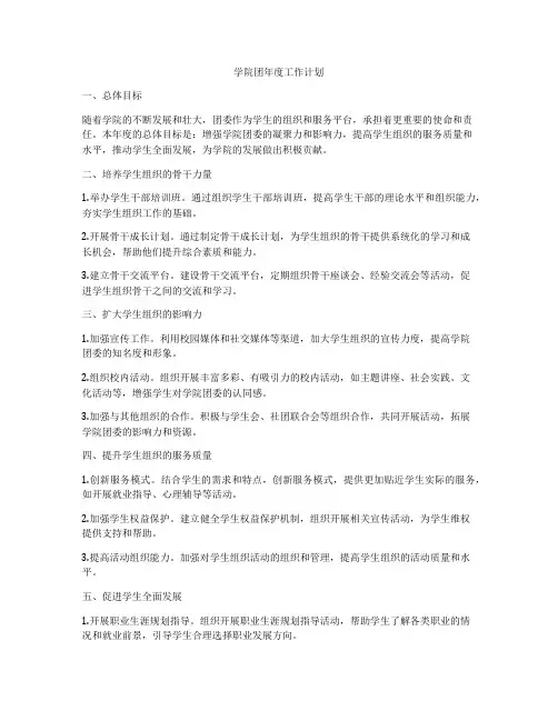学院团年度工作计划