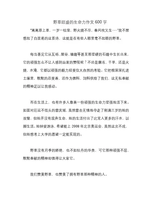 野草旺盛的生命力作文600字