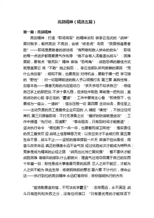 亮剑精神（精选五篇）
