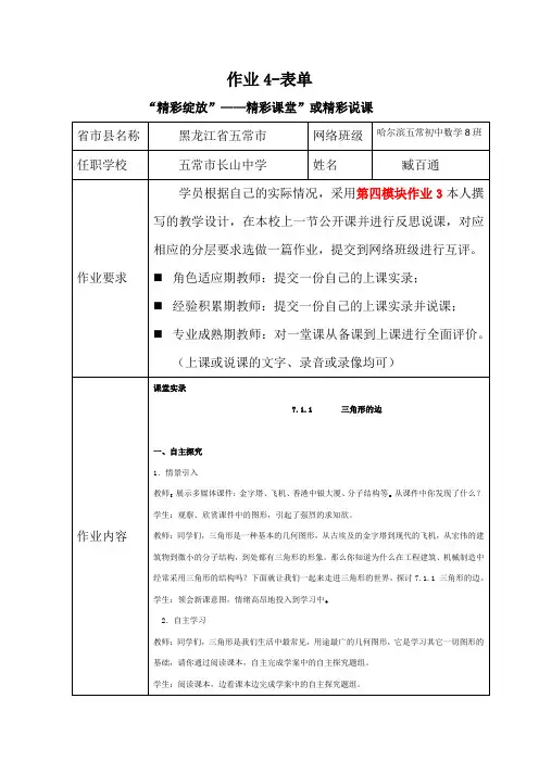 作业4“精彩绽放”—精彩说课