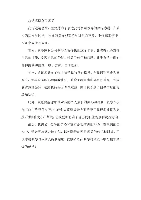 总结感谢公司领导