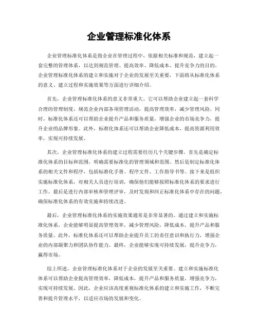 企业管理标准化体系