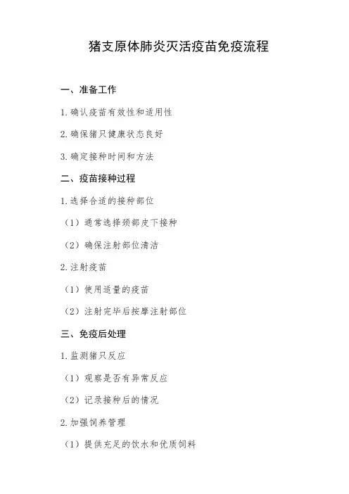 猪支原体肺炎灭活疫苗免疫流程