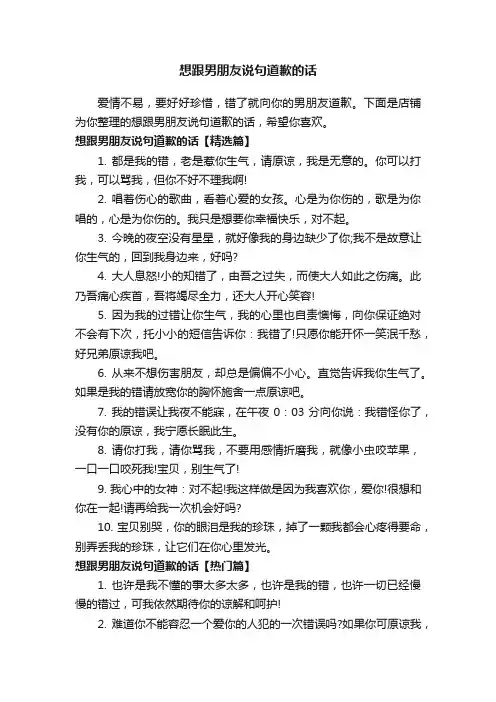 想跟男朋友说句道歉的话