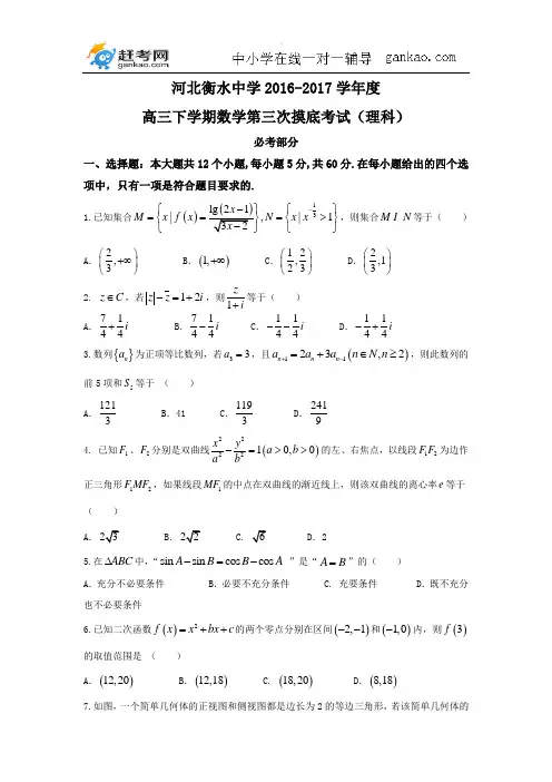 河北省衡水中学2017届高三下学期第三次摸底考试数学(理)试题