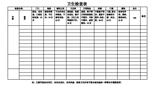 卫生检查表(标准模版)