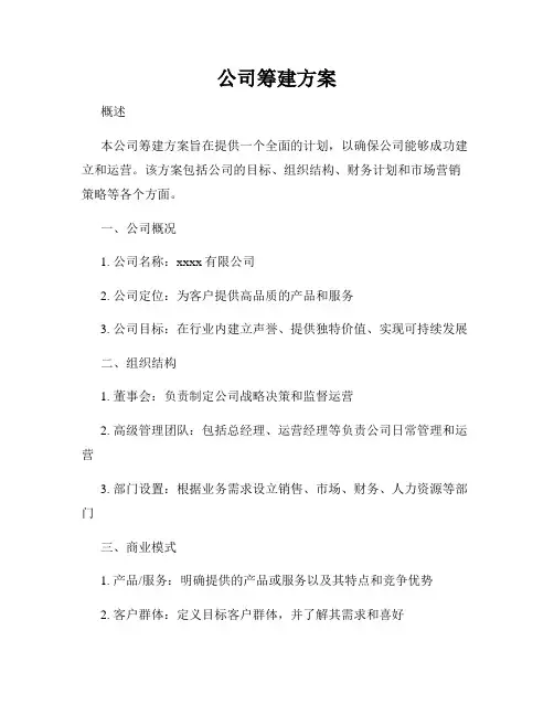 公司筹建方案