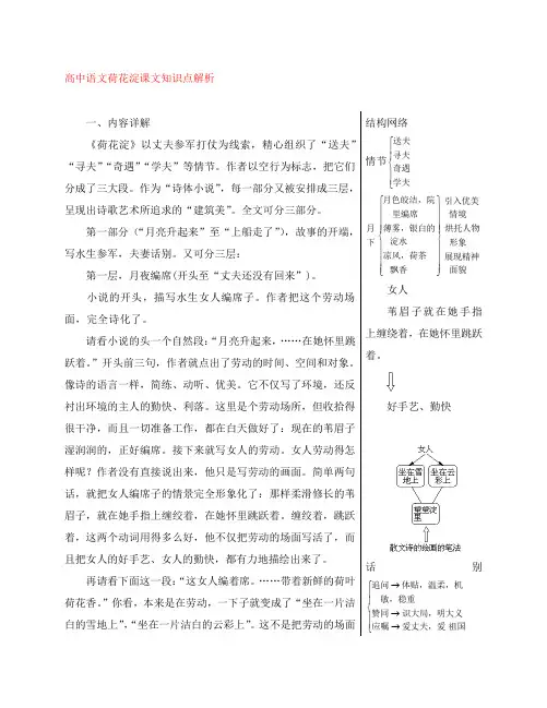 高中语文荷花淀课文知识点解析 人教版