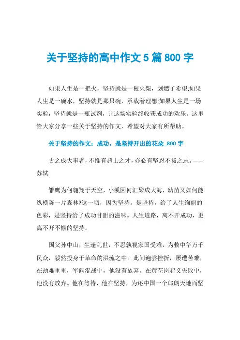 关于坚持的高中作文5篇800字
