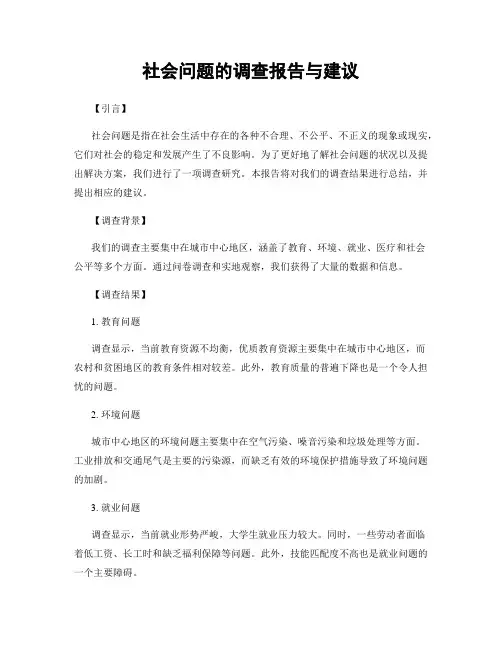 社会问题的调查报告与建议