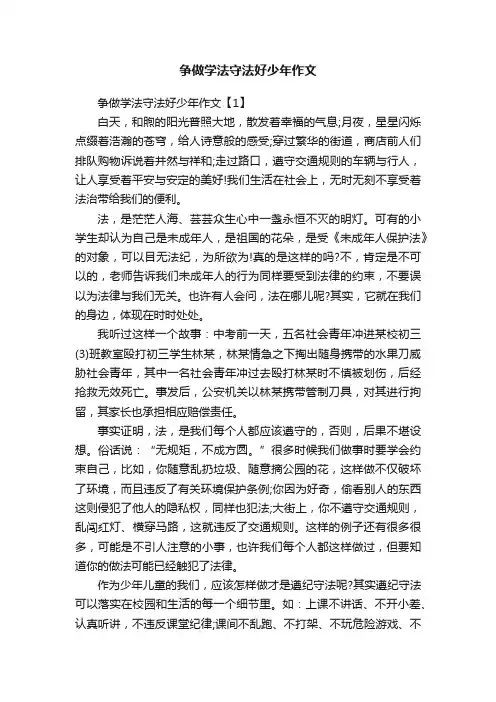 争做学法守法好少年作文