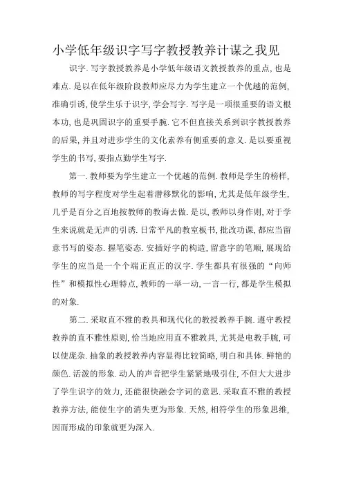 小学低年级识字写字教学策略之我见