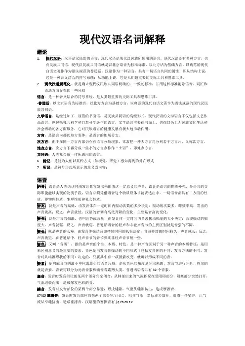1现代汉语名词解释汇总总